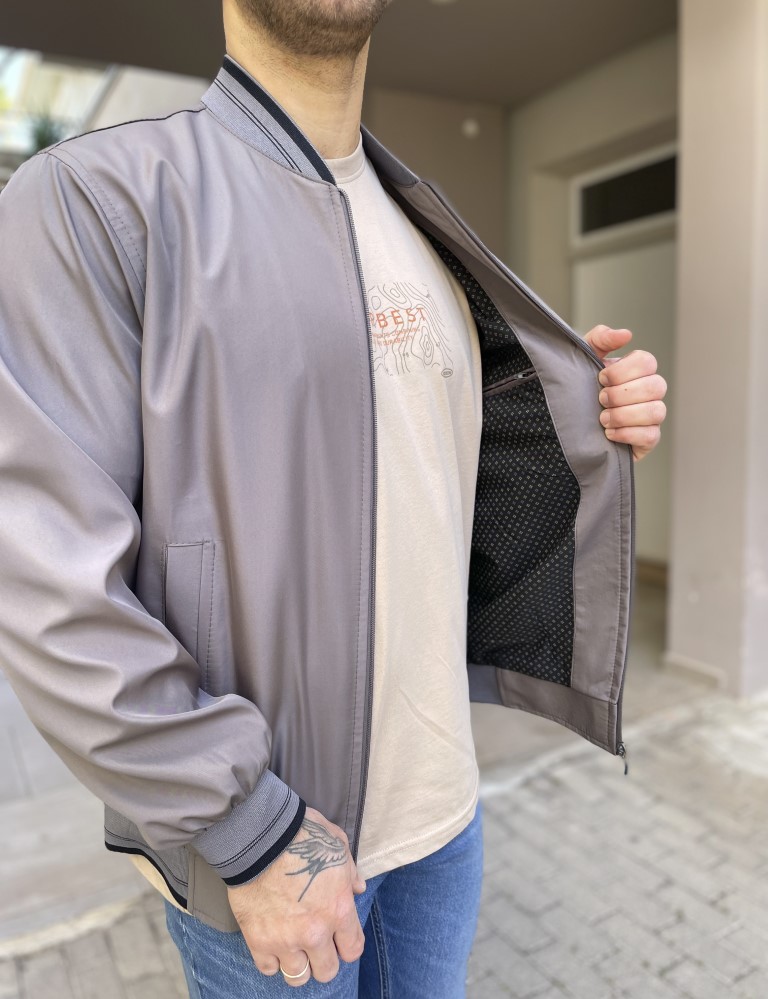 Ανδρικό γκρι ελαφρύ Bomber Plus Size D1900G φωτογραφία